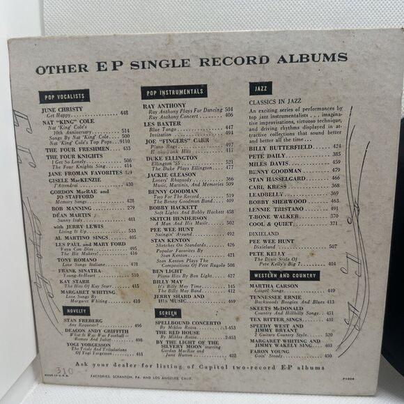 Dean Martin - Sunny Italy EP 7" VG+ Capitol EAP 1-481 1953 - Picture 8 of 8